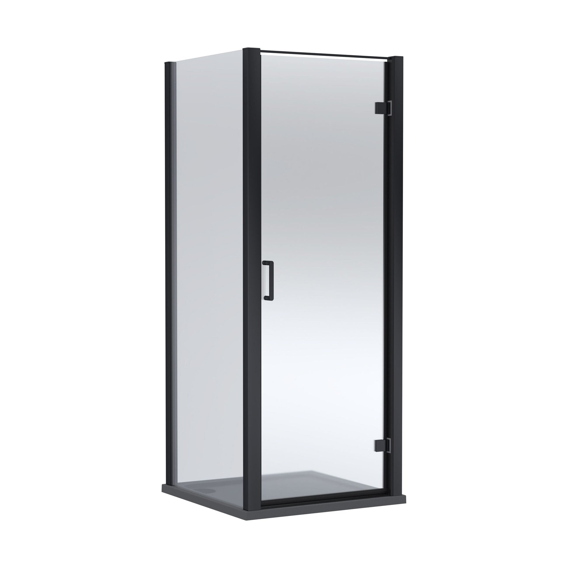 [BEZLU072] 8mm Toughened Safety Glass Hinged Shower Door, Side Panel and Shower Tray - Choice of Size and Finish - Cutout