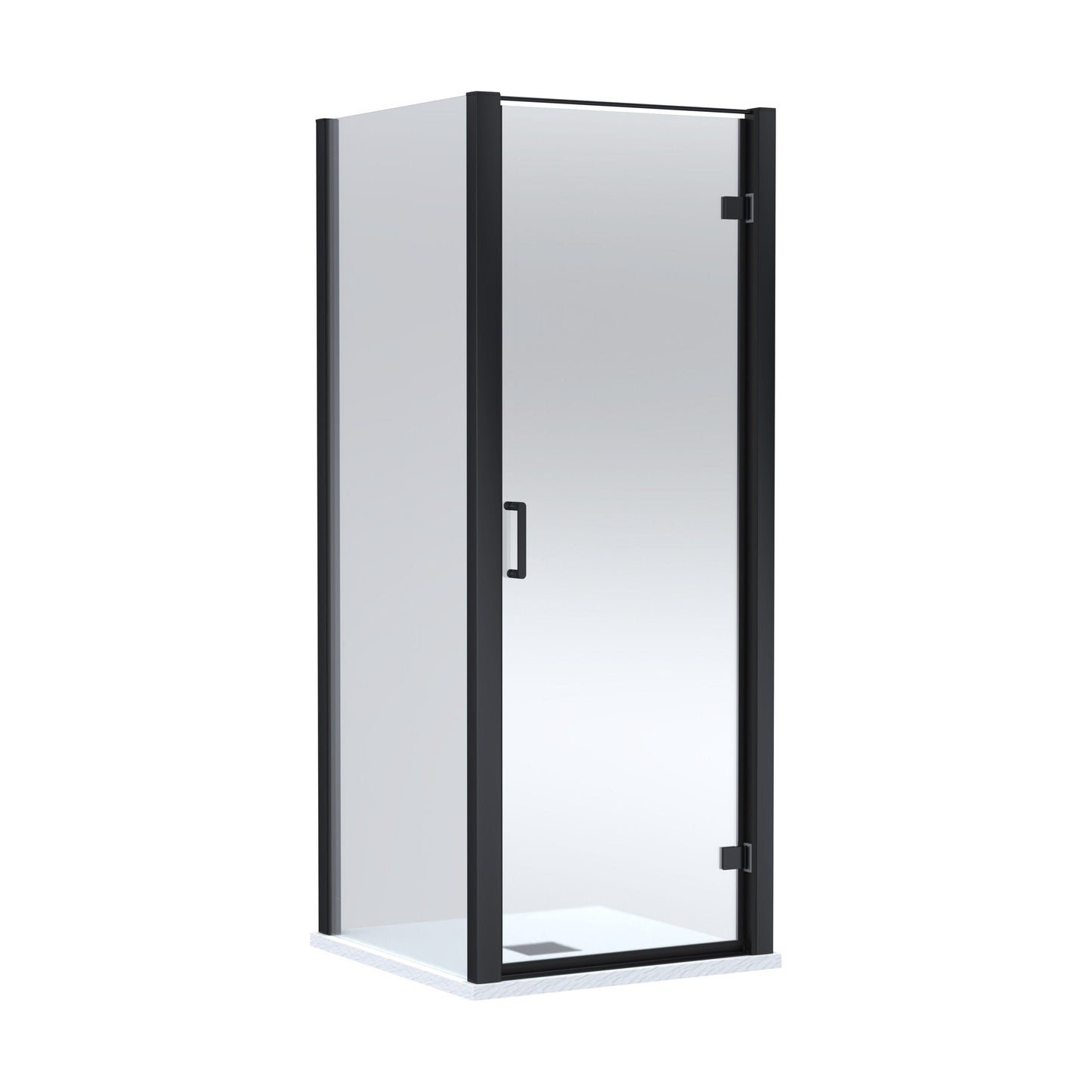 [BEZLU073] 8mm Toughened Safety Glass Hinged Shower Door, Side Panel and Slimline Shower Tray - Choice of Size and Finish - Cutout