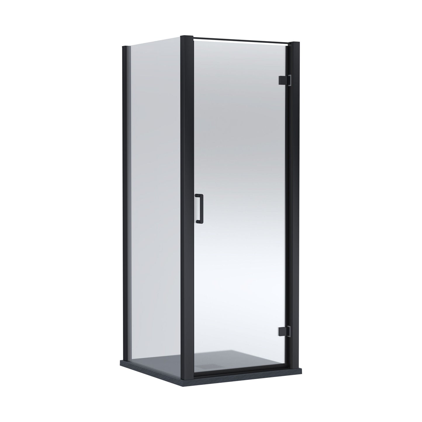 [BEZLU075] 8mm Toughened Safety Glass Hinged Shower Door, Side Panel and Slimline Shower Tray - Choice of Size and Finish - Cutout