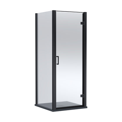[BEZLU075] 8mm Toughened Safety Glass Hinged Shower Door, Side Panel and Slimline Shower Tray - Choice of Size and Finish - Cutout