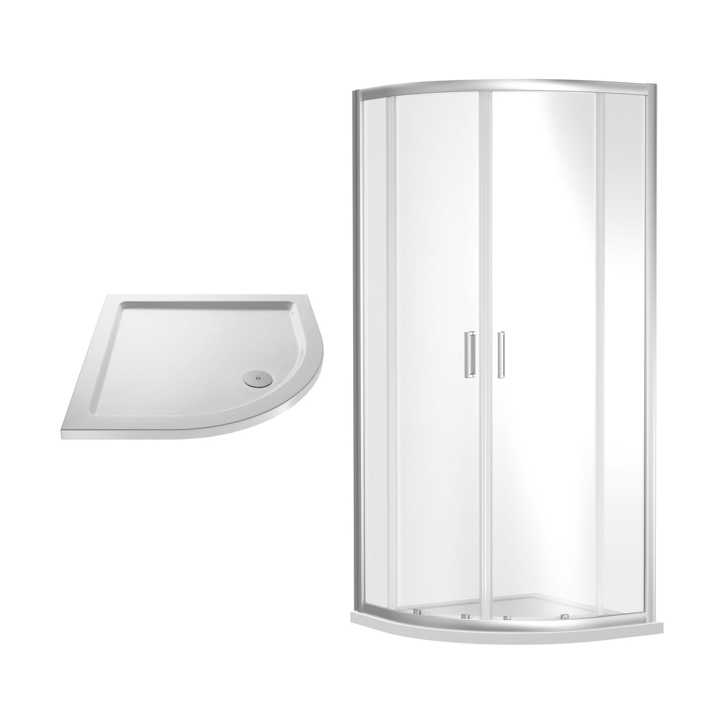 [BEZRU002] Balterley Ruwa Sliding Shower Door Bundle: Side Panel & Slimline Tray, 900 x 900 mm Chrome/White - Cutout