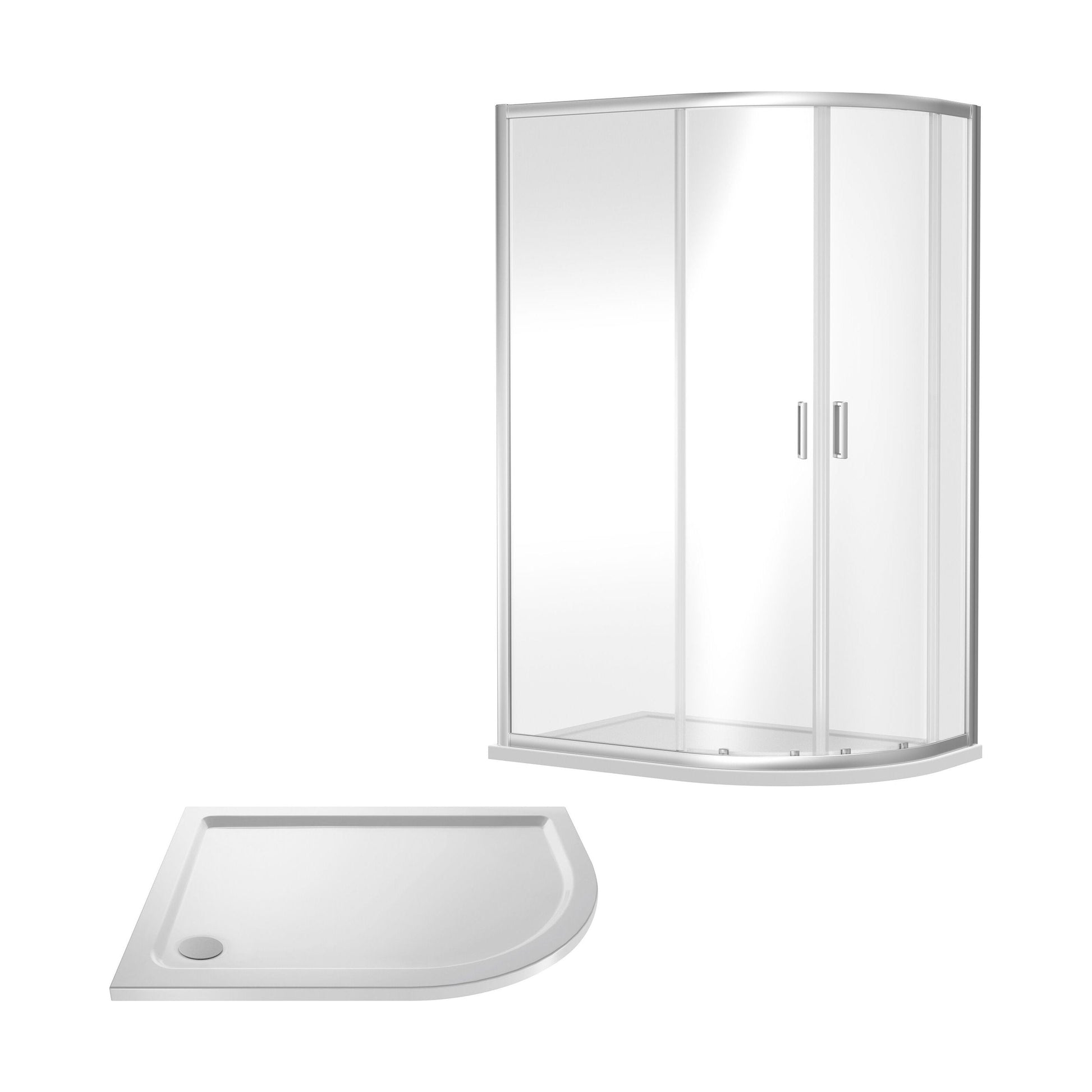 [BEZRU008] Balterley Ruwa Shower Enclosure Bundle: Offset Right Hand Quadrant & Slimline Tray, 1200 x 800 mm Chrome/White - Cutout