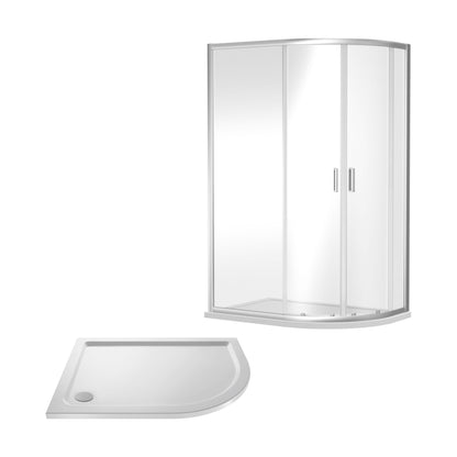 [BEZRU008] Balterley Ruwa Shower Enclosure Bundle: Offset Right Hand Quadrant & Slimline Tray, 1200 x 800 mm Chrome/White - Cutout