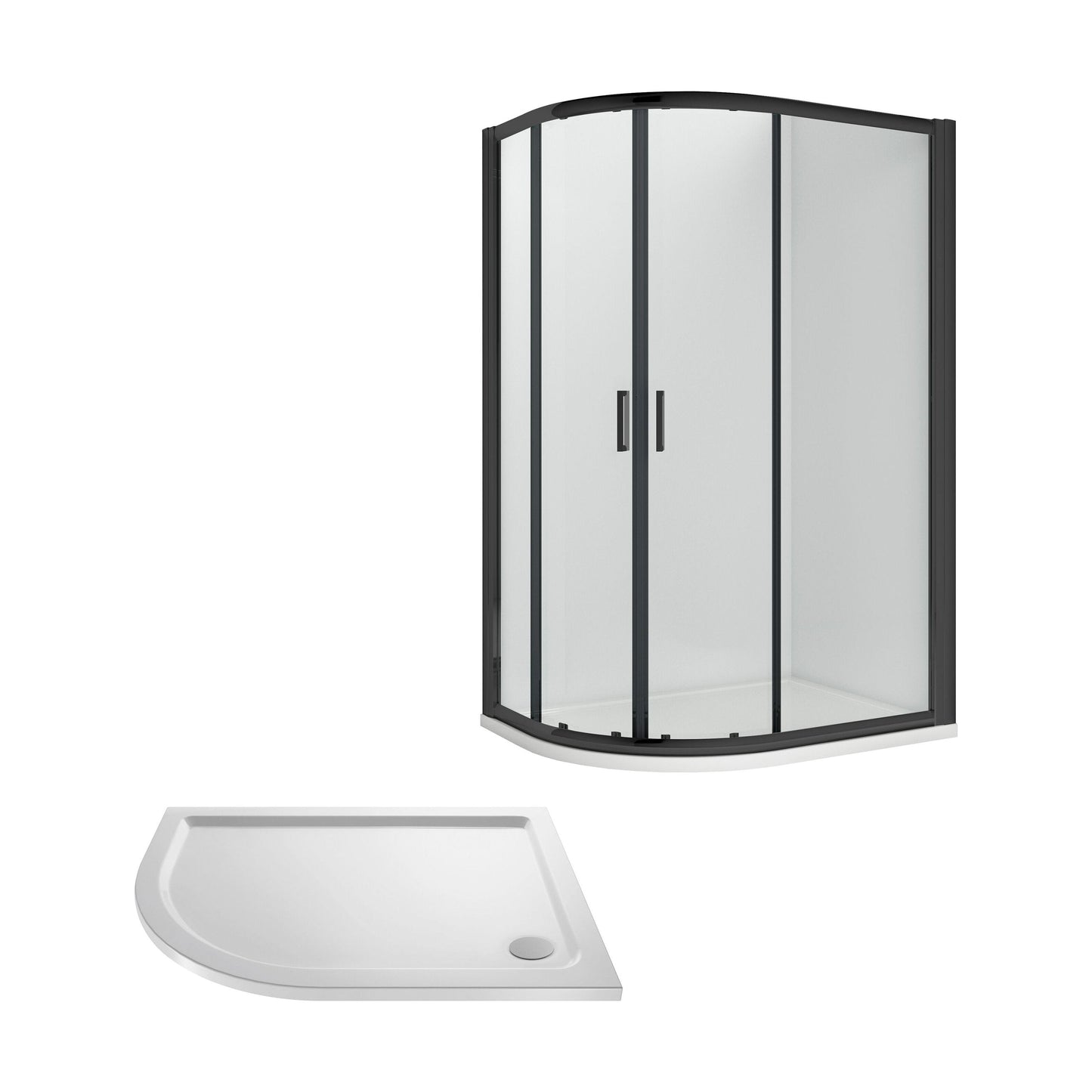 [BEZRU009] Balterley Ruwa Shower Enclosure Bundle: Offset Left Hand Quadrant & Slimline Tray, 1000 x 800 mm Black/White - Cutout