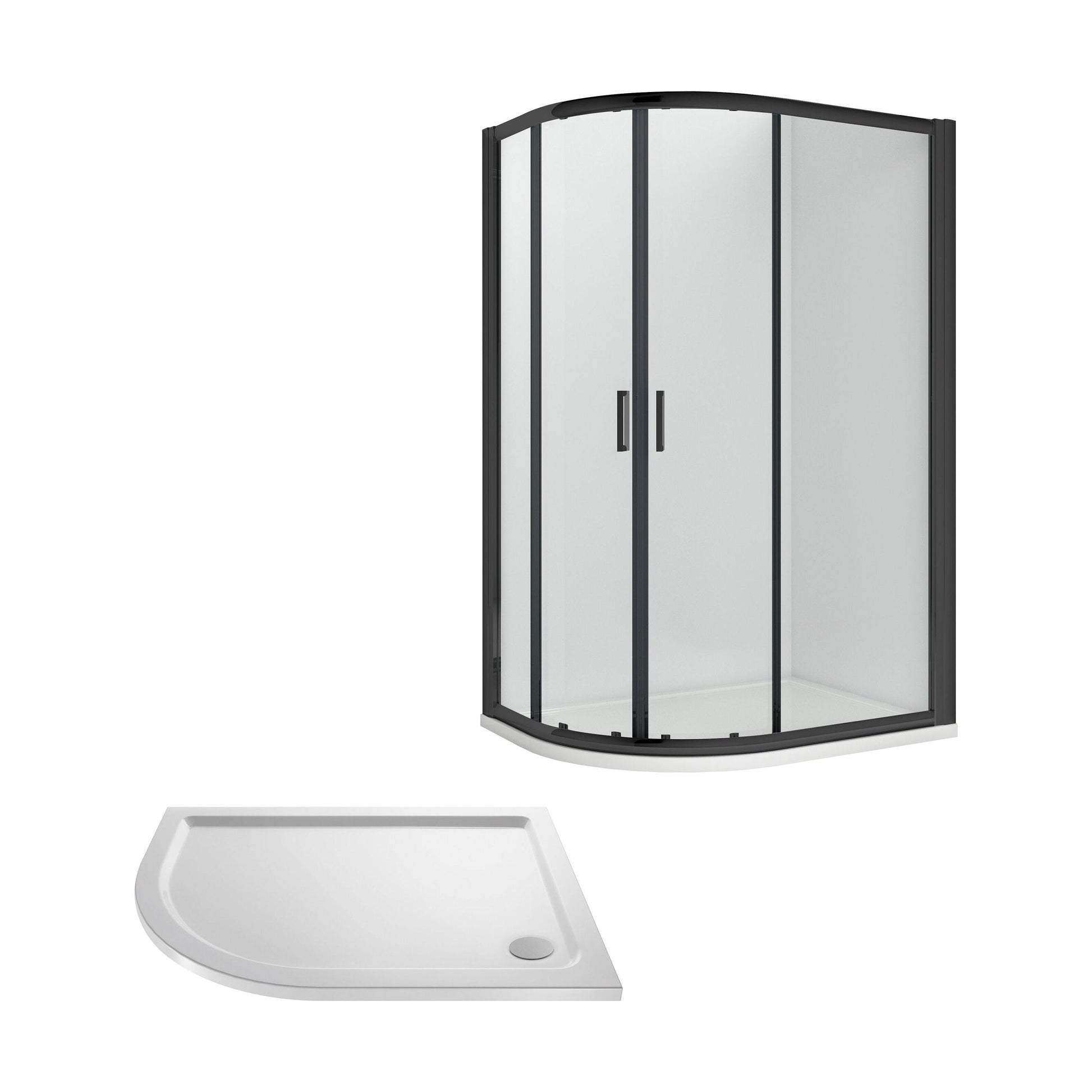 [BEZRU009] Balterley Ruwa Shower Enclosure Bundle: Offset Left Hand Quadrant & Slimline Tray, 1000 x 800 mm Black/White - Cutout