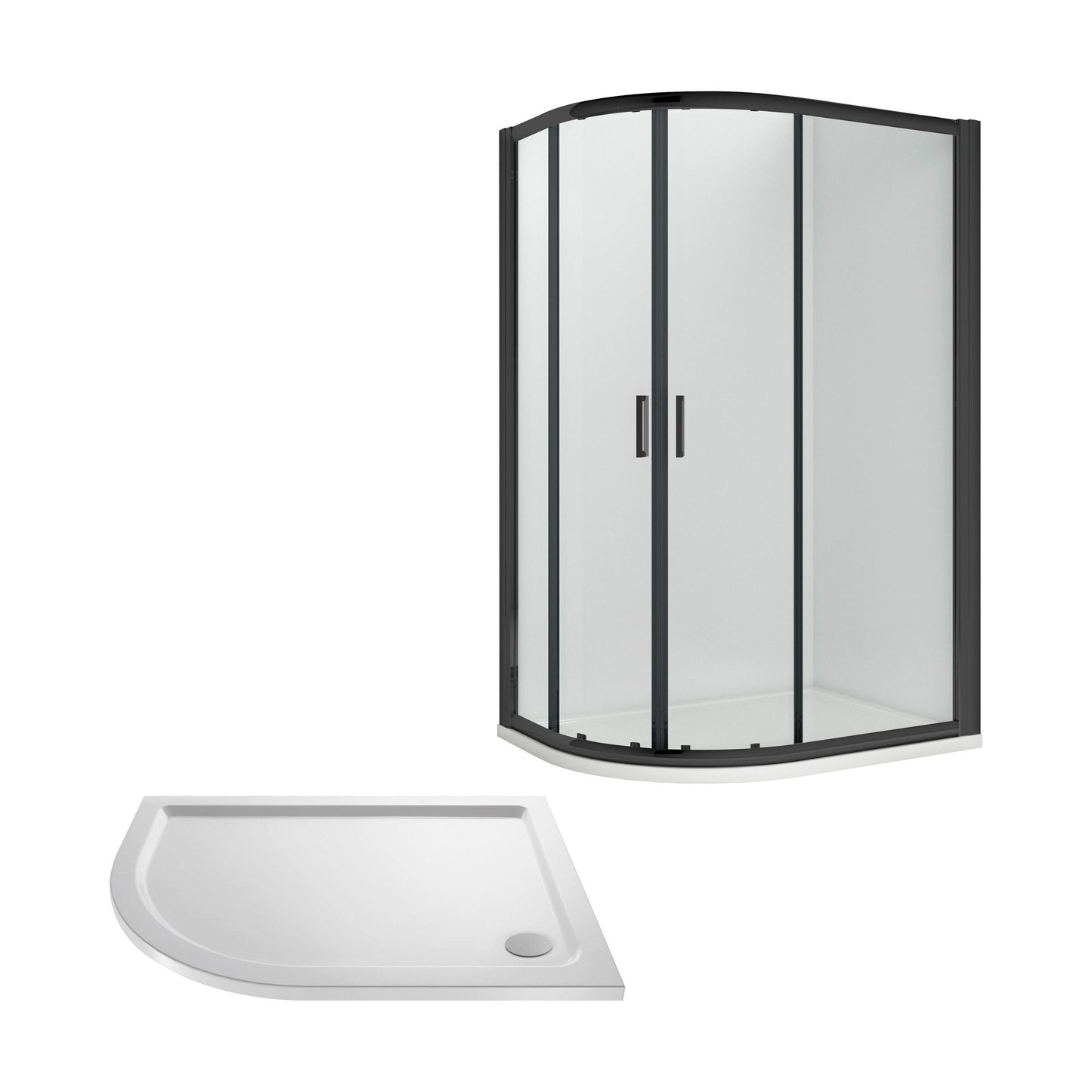 [BEZRU011] Balterley Ruwa Shower Enclosure Bundle: Offset Left Hand Quadrant & Slimline Tray, 1200 x 800 mm Black/White - Cutout