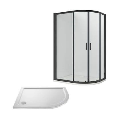 [BEZRU012] Balterley Ruwa Shower Enclosure Bundle: Offset Right Hand Quadrant & Slimline Tray, 1200 x 800 mm Black/White - Cutout