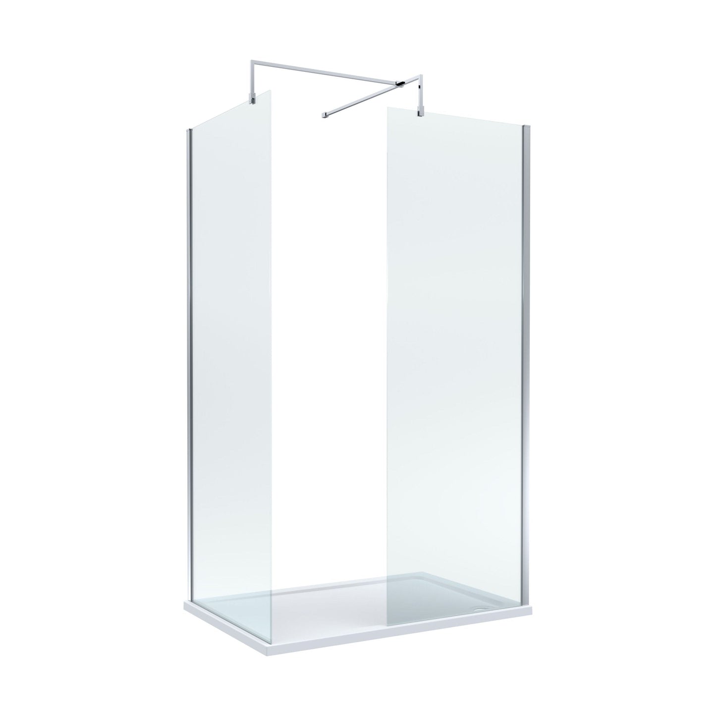 [BEZW001] Contemporary 8mm Glass Walk In Wetroom Screens and Shower Tray - Choice of Size and Finish - Cutout