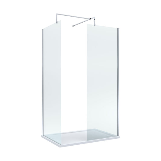 [BEZW001] Contemporary 8mm Glass Walk In Wetroom Screens and Shower Tray - Choice of Size and Finish - Cutout