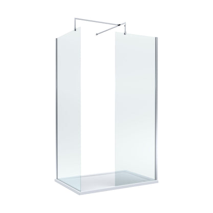 [BEZW005] Contemporary 8mm Glass Walk In Wetroom Screens and Shower Tray - Choice of Size and Finish - Cutout