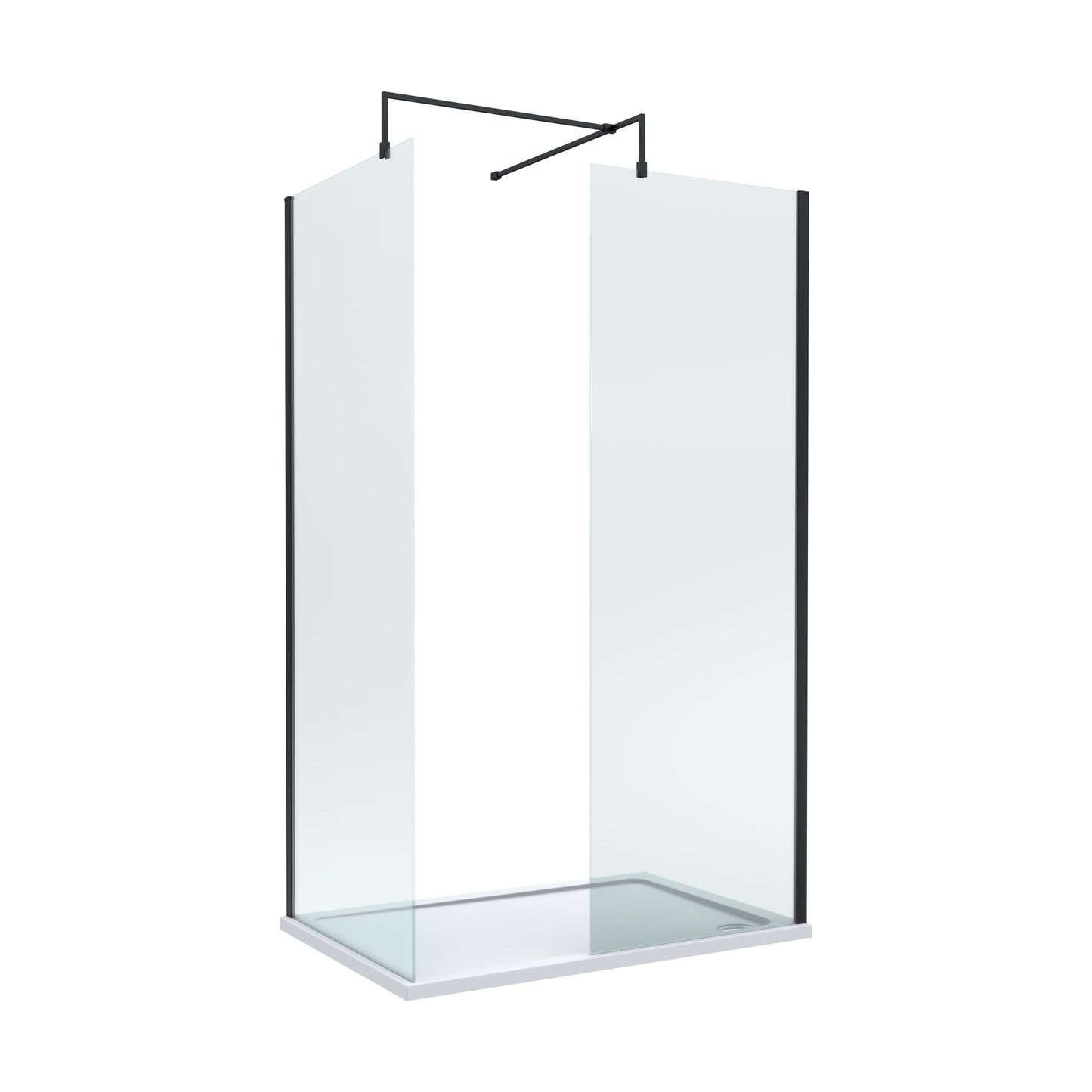 [BEZW006] Contemporary 8mm Glass Walk In Wetroom Screens and Shower Tray - Choice of Size and Finish - Cutout