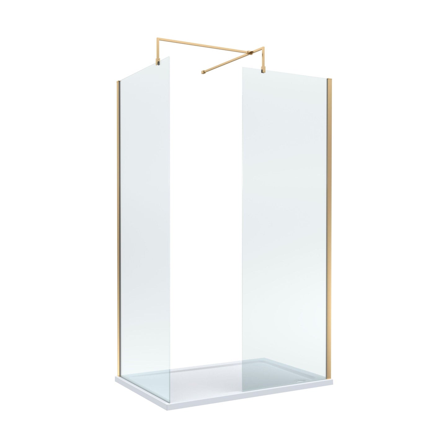 [BEZW007] Contemporary 8mm Glass Walk In Wetroom Screens and Shower Tray - Choice of Size and Finish - Cutout