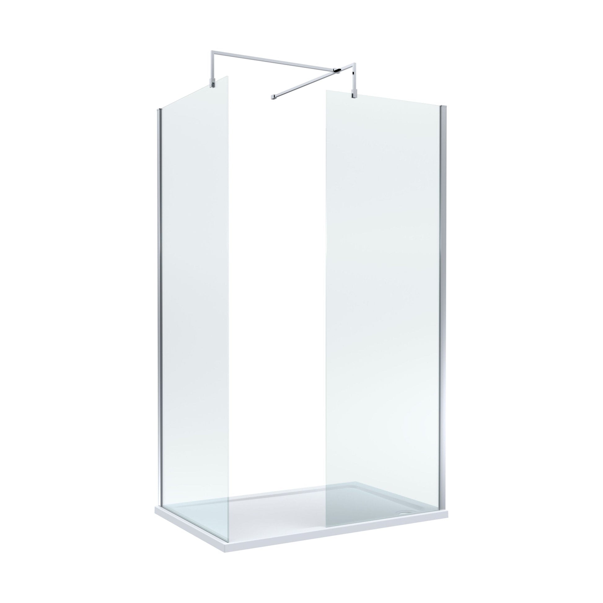 [BEZW009] Contemporary 8mm Glass Walk In Wetroom Screens and Shower Tray - Choice of Size and Finish - Cutout