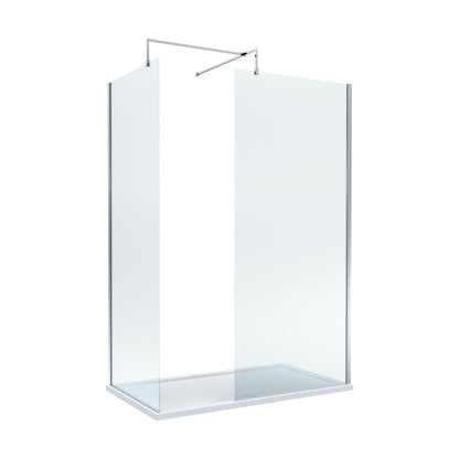 [BEZW017] Contemporary 8mm Glass Walk In Wetroom Screens and Shower Tray - Choice of Size and Finish - Cutout