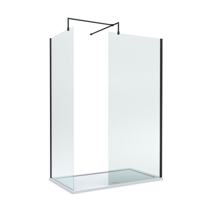 [BEZW018] Contemporary 8mm Glass Walk In Wetroom Screens and Shower Tray - Choice of Size and Finish - Cutout