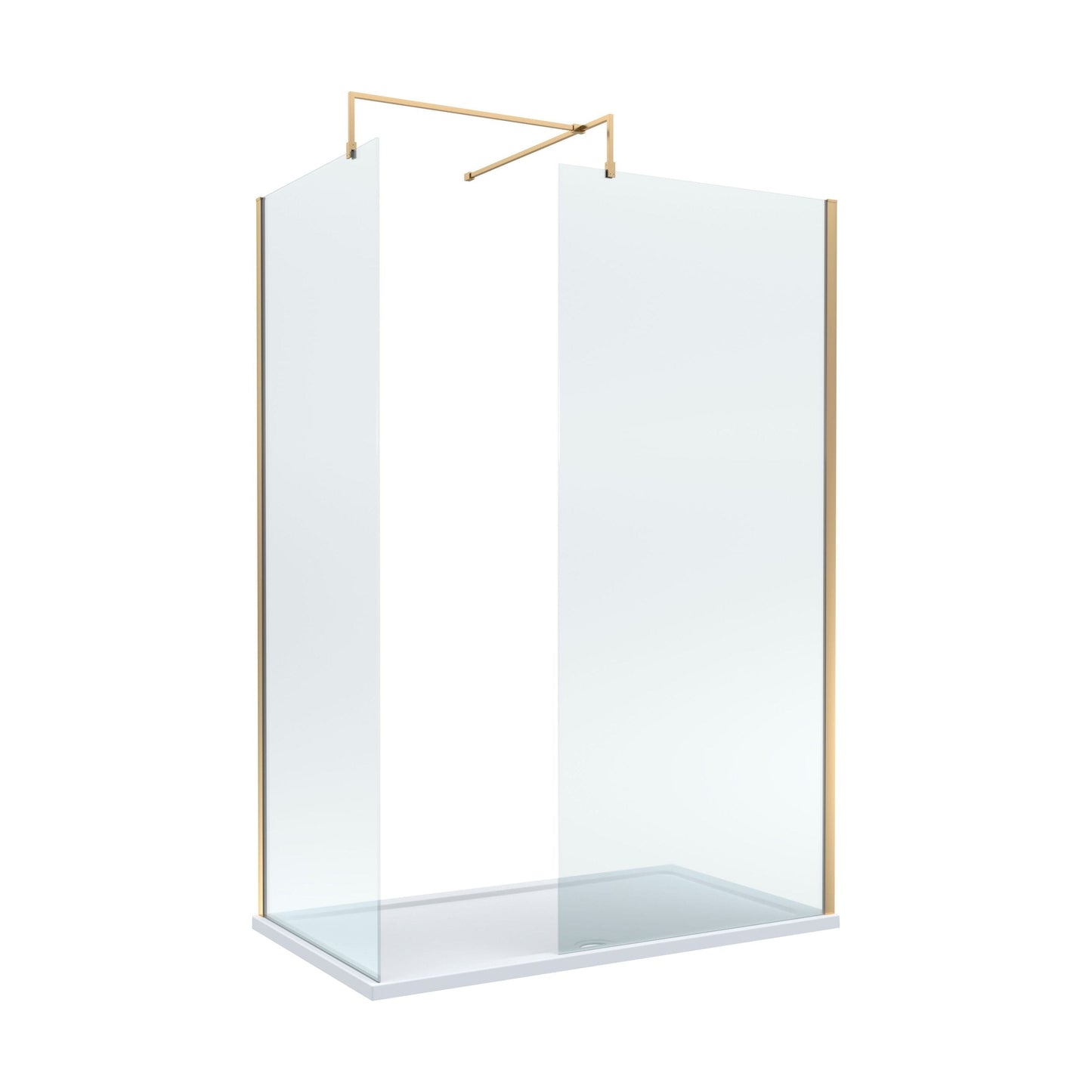 [BEZW019] Contemporary 8mm Glass Walk In Wetroom Screens and Shower Tray - Choice of Size and Finish - Cutout