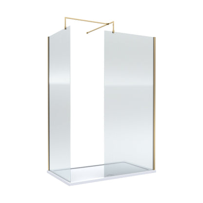 [BEZW023] Contemporary Fluted Glass Walk In Wetroom Screens and Shower Tray - Choice of Finish - Cutout