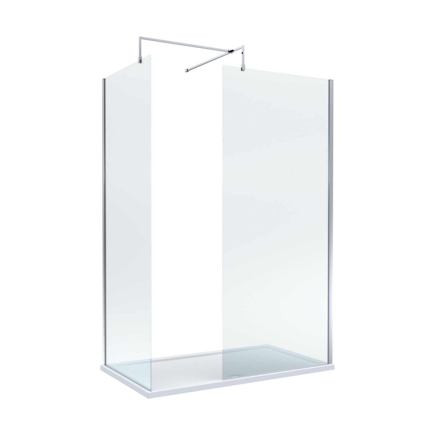 [BEZW024] Contemporary 8mm Glass Walk In Wetroom Screens and Shower Tray - Choice of Size and Finish - Cutout