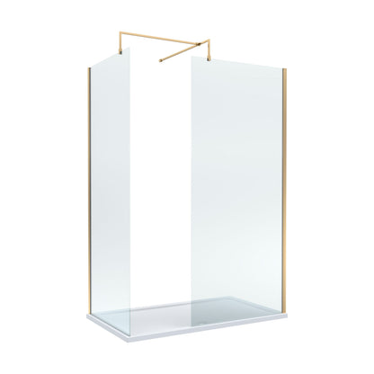 [BEZW026] Contemporary 8mm Glass Walk In Wetroom Screens and Shower Tray - Choice of Size and Finish - Cutout
