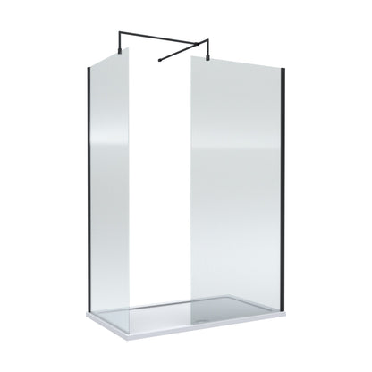 [BEZW029] Contemporary Fluted Glass Walk In Wetroom Screens and Shower Tray - Choice of Finish - Cutout