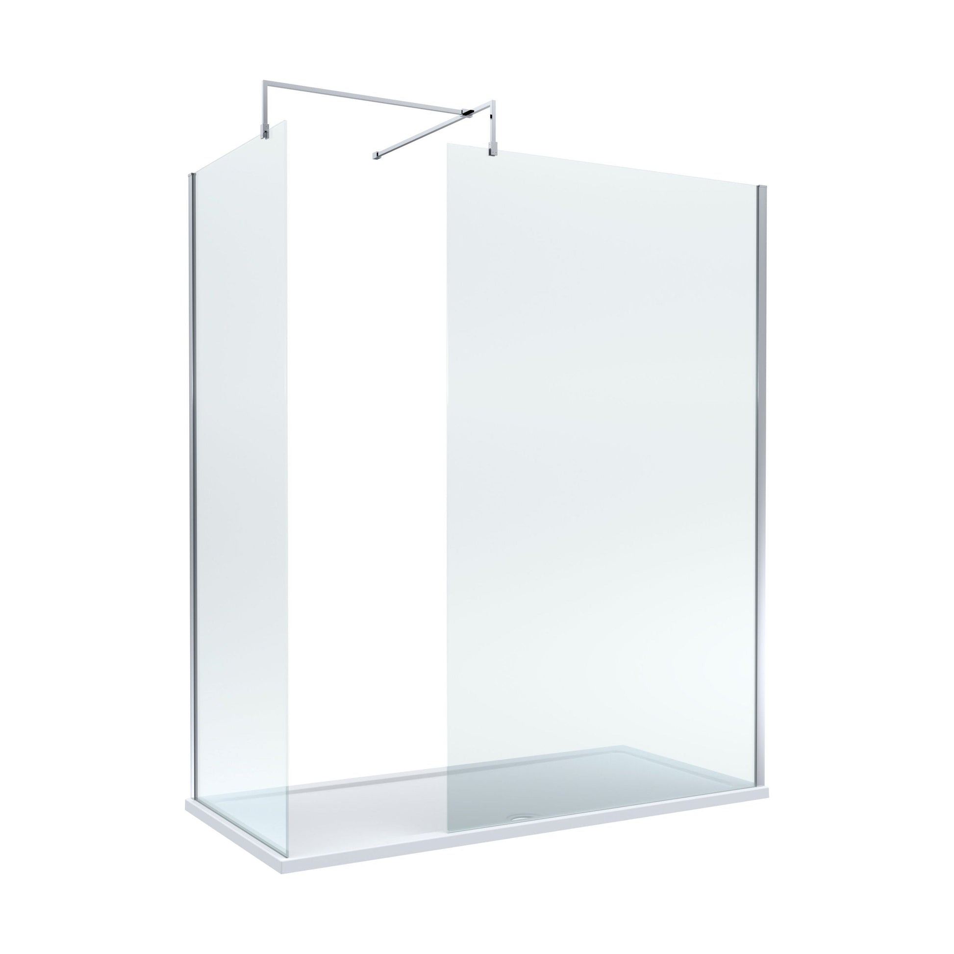 [BEZW031] Contemporary 8mm Glass Walk In Wetroom Screens and Shower Tray - Choice of Size and Finish - Cutout