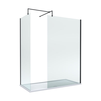 [BEZW032] Contemporary 8mm Glass Walk In Wetroom Screens and Shower Tray - Choice of Size and Finish - Cutout