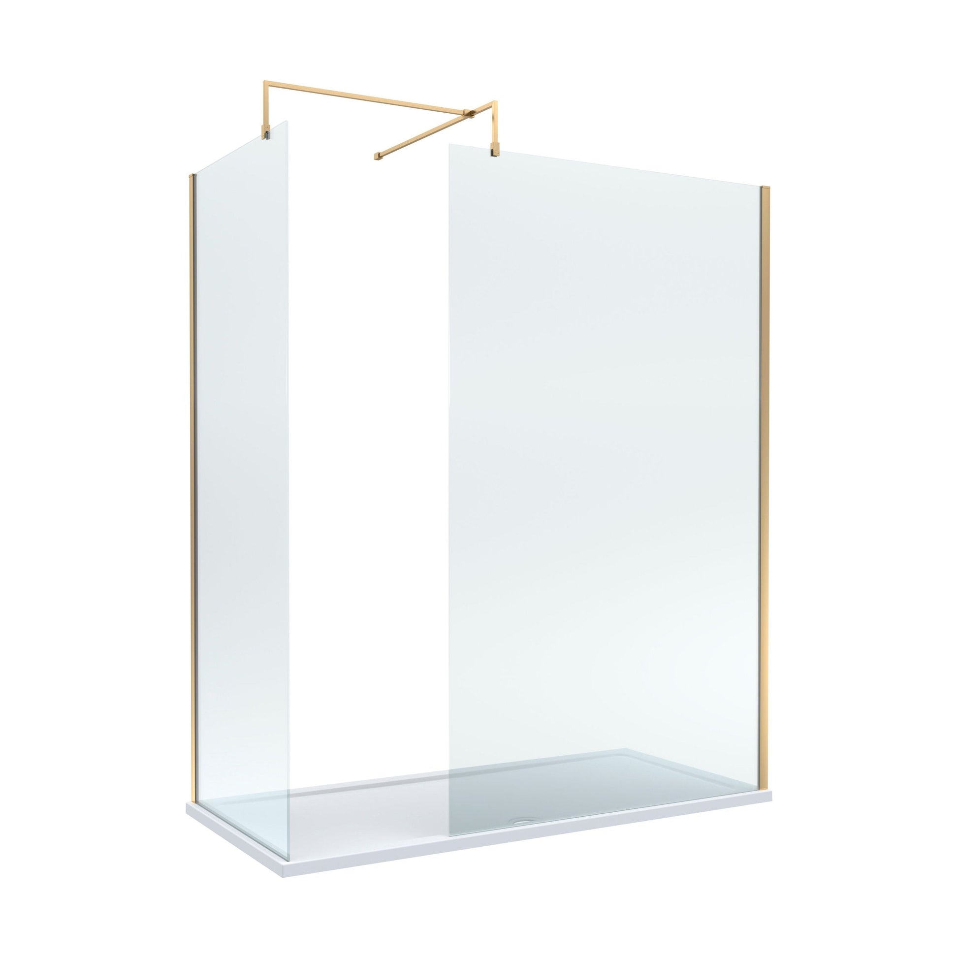 [BEZW041] Contemporary 8mm Glass Walk In Wetroom Screens and Shower Tray - Choice of Size and Finish - Cutout