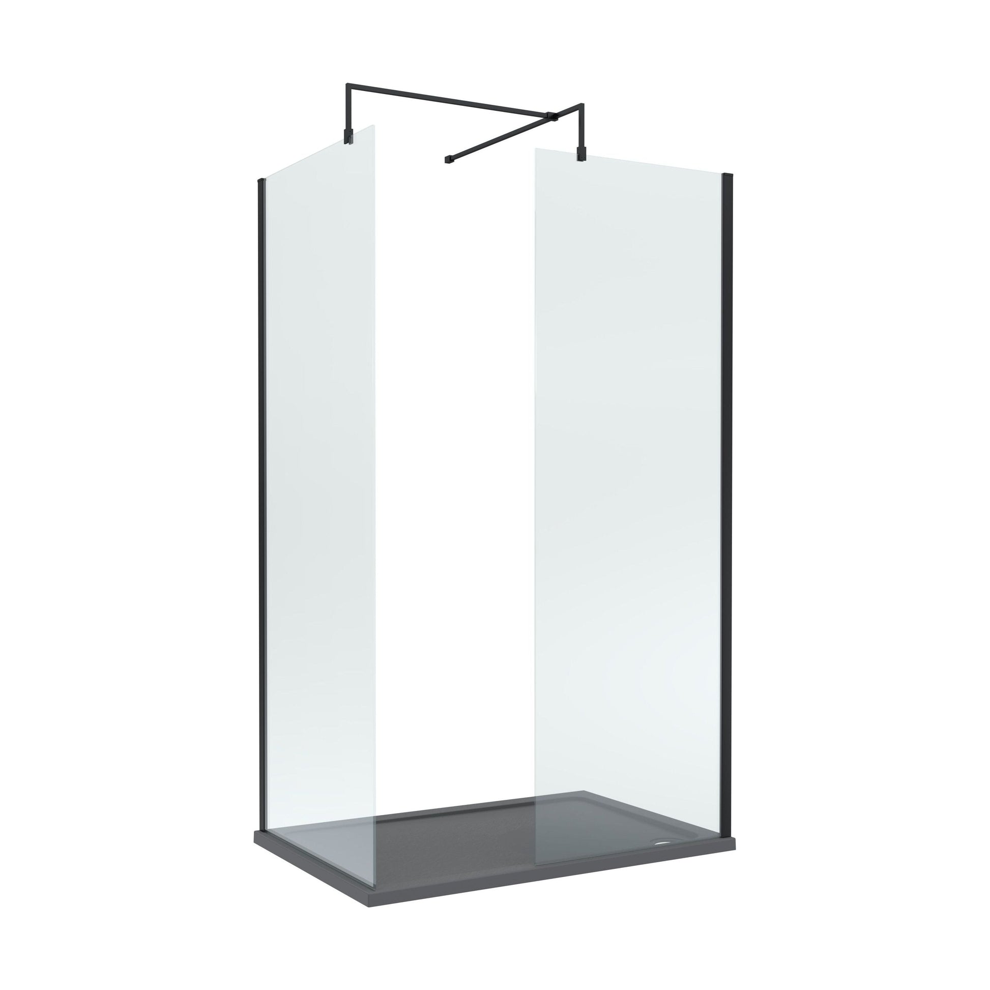 [BEZW044] Contemporary 8mm Glass Walk In Wetroom Screens and Shower Tray - Choice of Size and Finish - Cutout