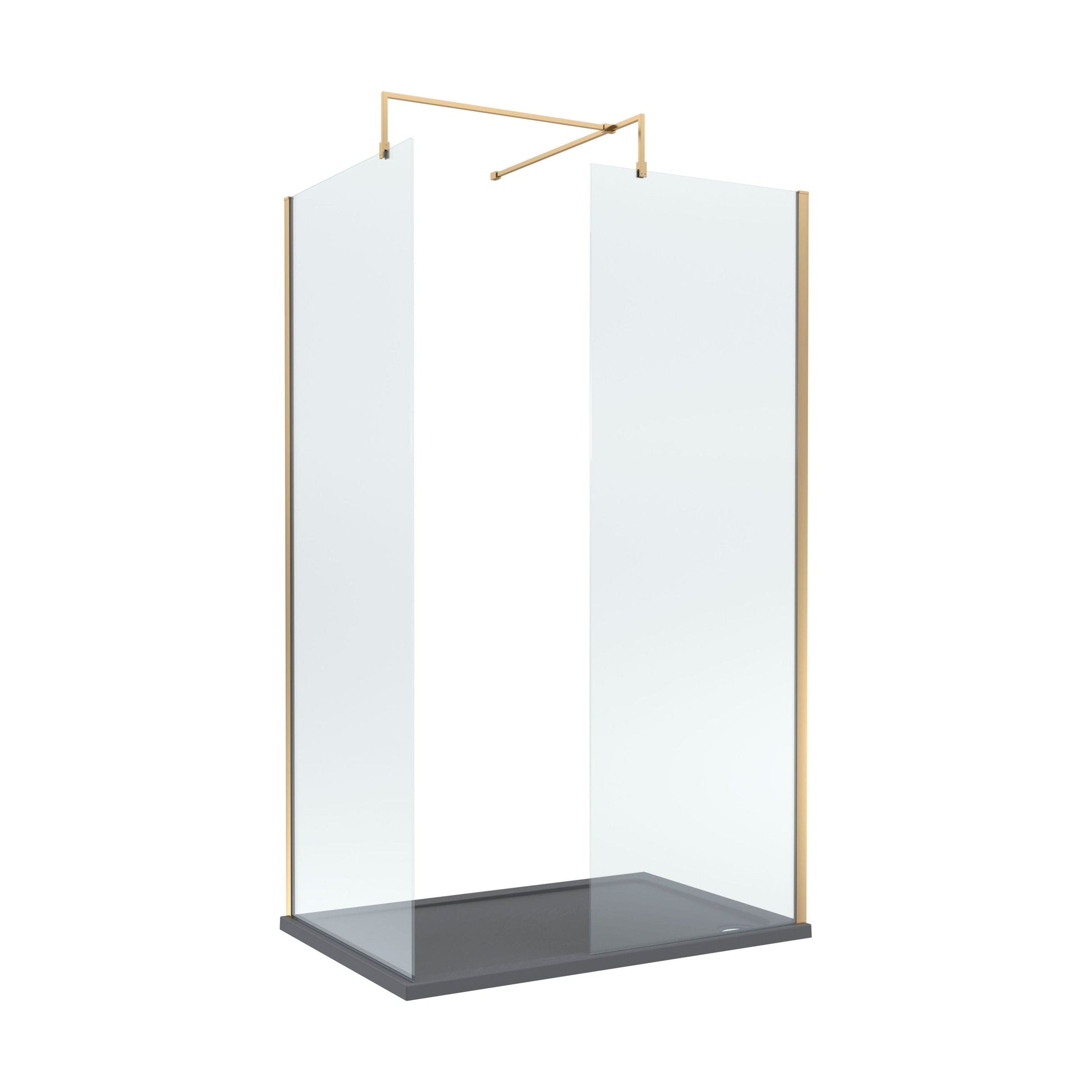 [BEZW049] Contemporary 8mm Glass Walk In Wetroom Screens and Shower Tray - Choice of Size and Finish - Cutout