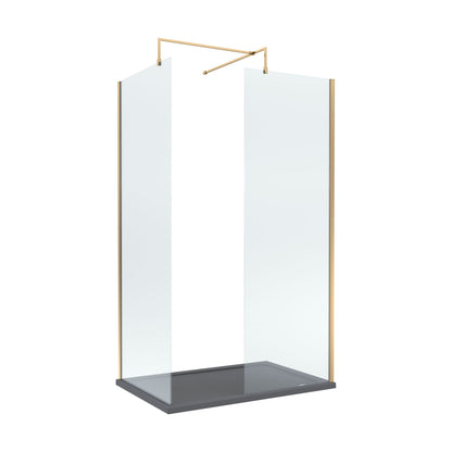 [BEZW049] Contemporary 8mm Glass Walk In Wetroom Screens and Shower Tray - Choice of Size and Finish - Cutout