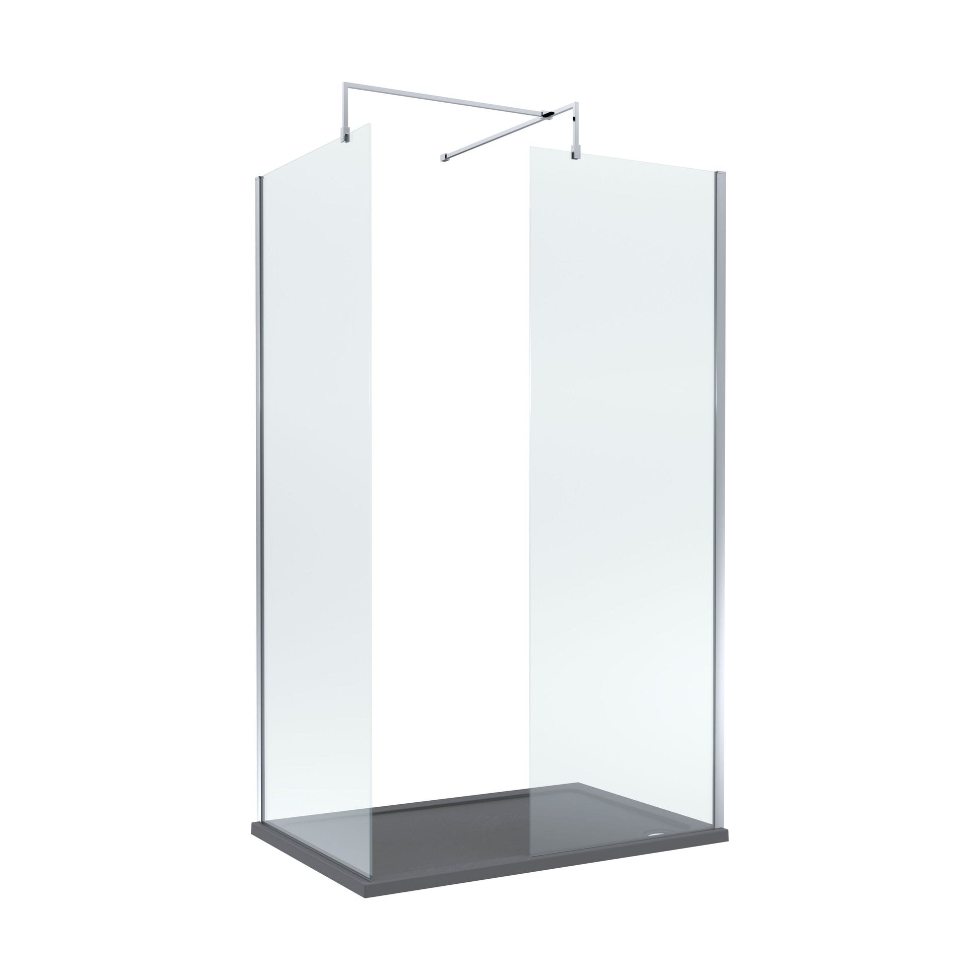 [BEZW051] Contemporary 8mm Glass Walk In Wetroom Screens and Shower Tray - Choice of Size and Finish - Cutout