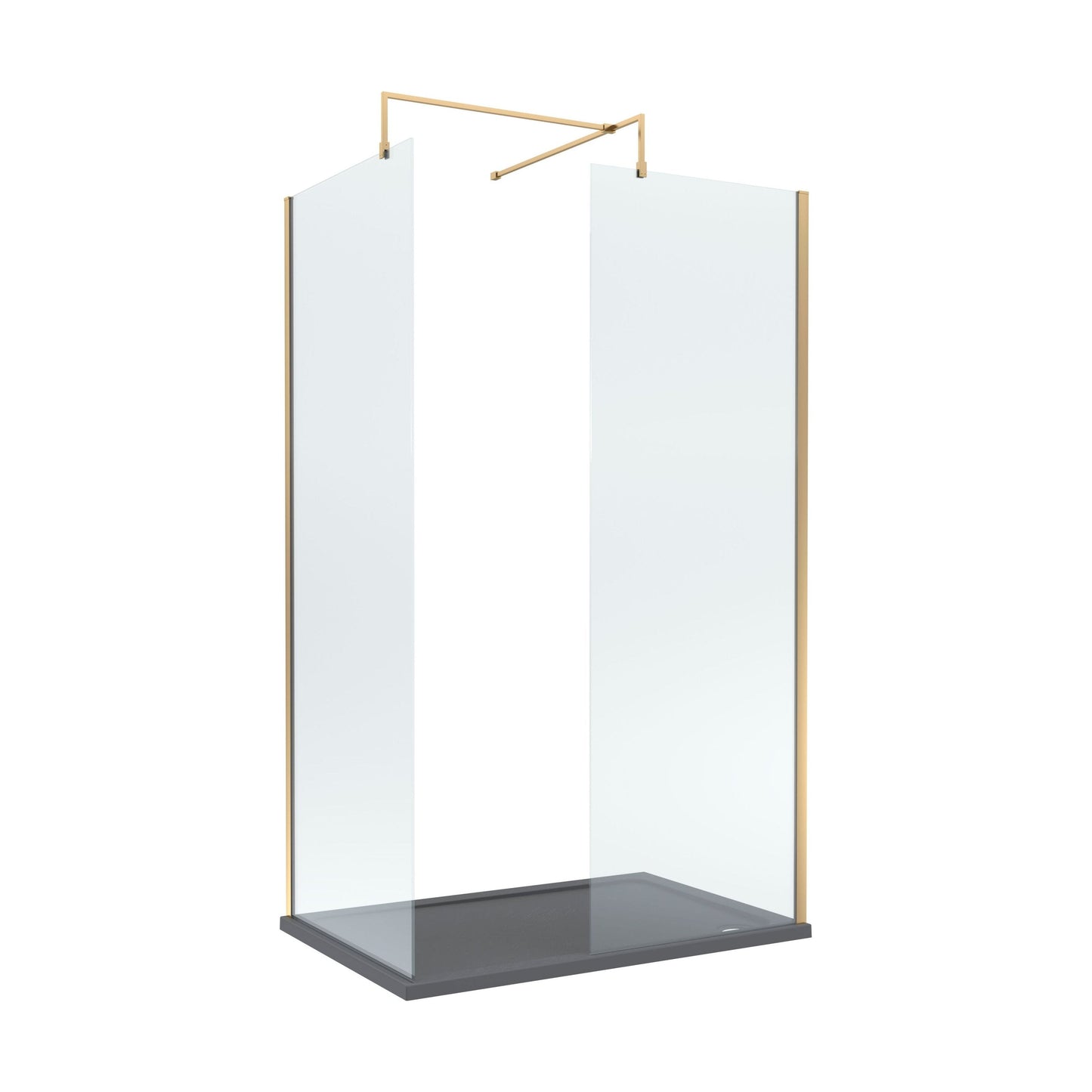 [BEZW053] Contemporary 8mm Glass Walk In Wetroom Screens and Shower Tray - Choice of Size and Finish - Cutout