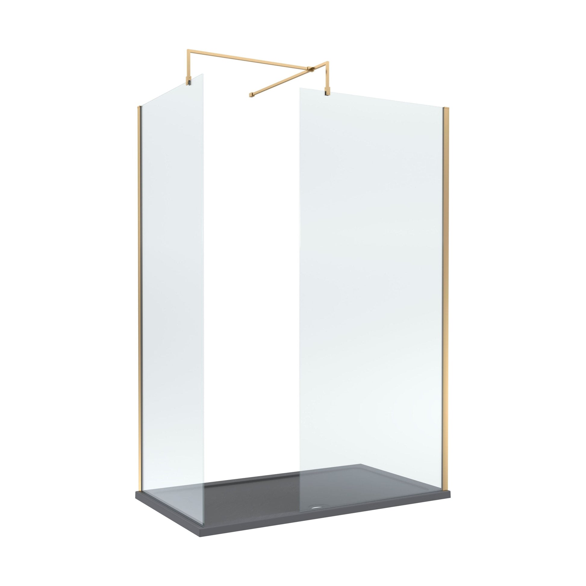 [BEZW057] Contemporary 8mm Glass Walk In Wetroom Screens and Shower Tray - Choice of Size and Finish - Cutout
