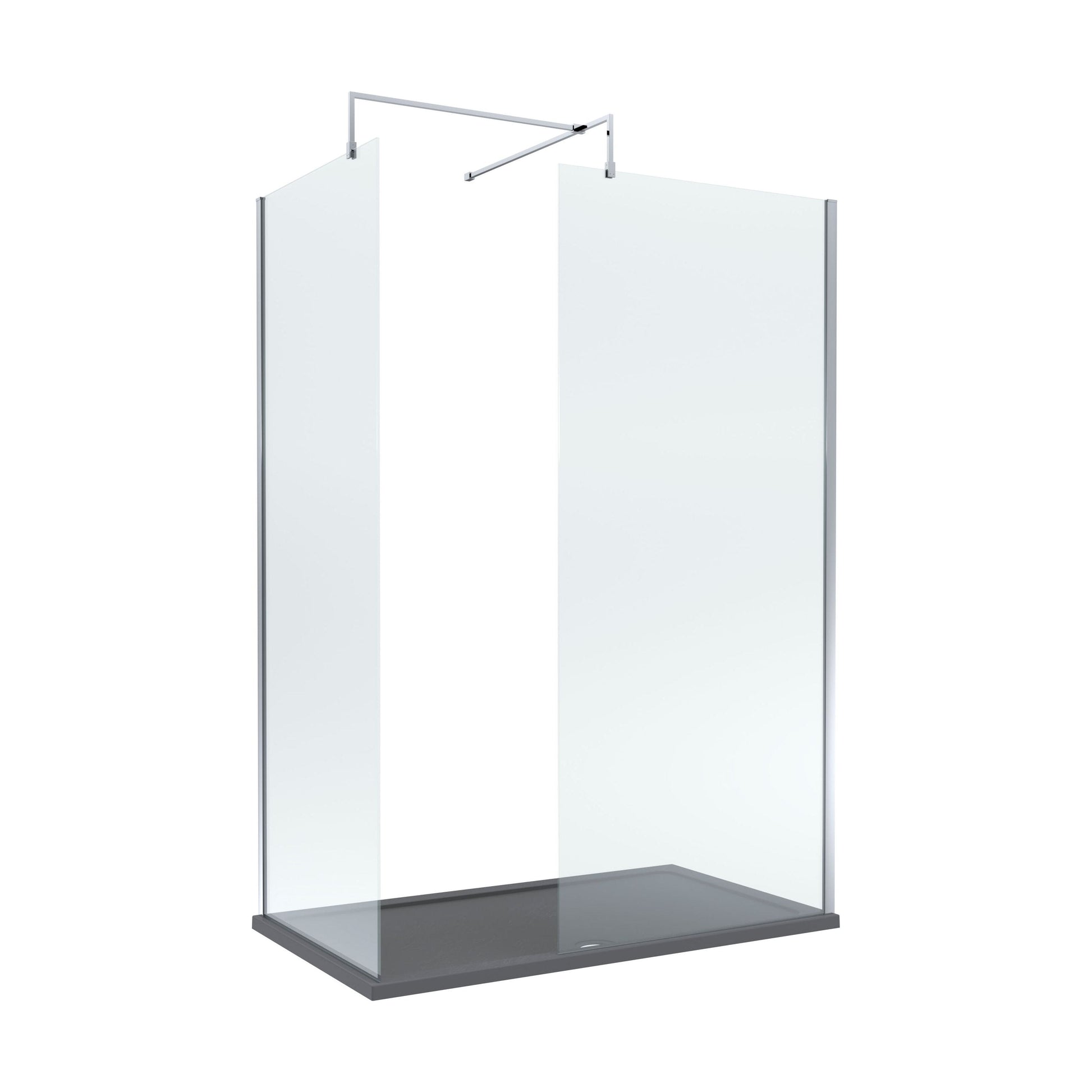 [BEZW059] Contemporary 8mm Glass Walk In Wetroom Screens and Shower Tray - Choice of Size and Finish - Cutout