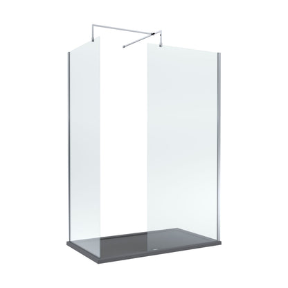 [BEZW059] Contemporary 8mm Glass Walk In Wetroom Screens and Shower Tray - Choice of Size and Finish - Cutout