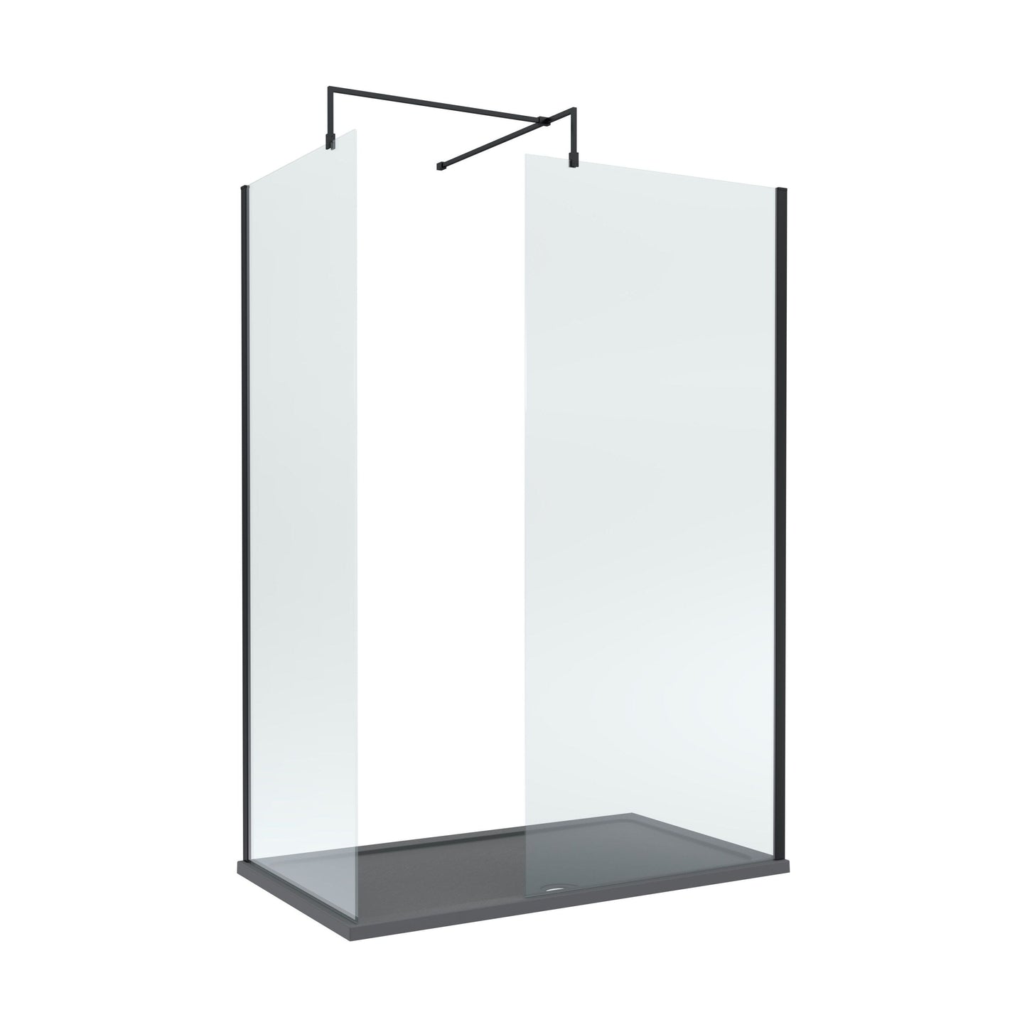 [BEZW060] Contemporary 8mm Glass Walk In Wetroom Screens and Shower Tray - Choice of Size and Finish - Cutout