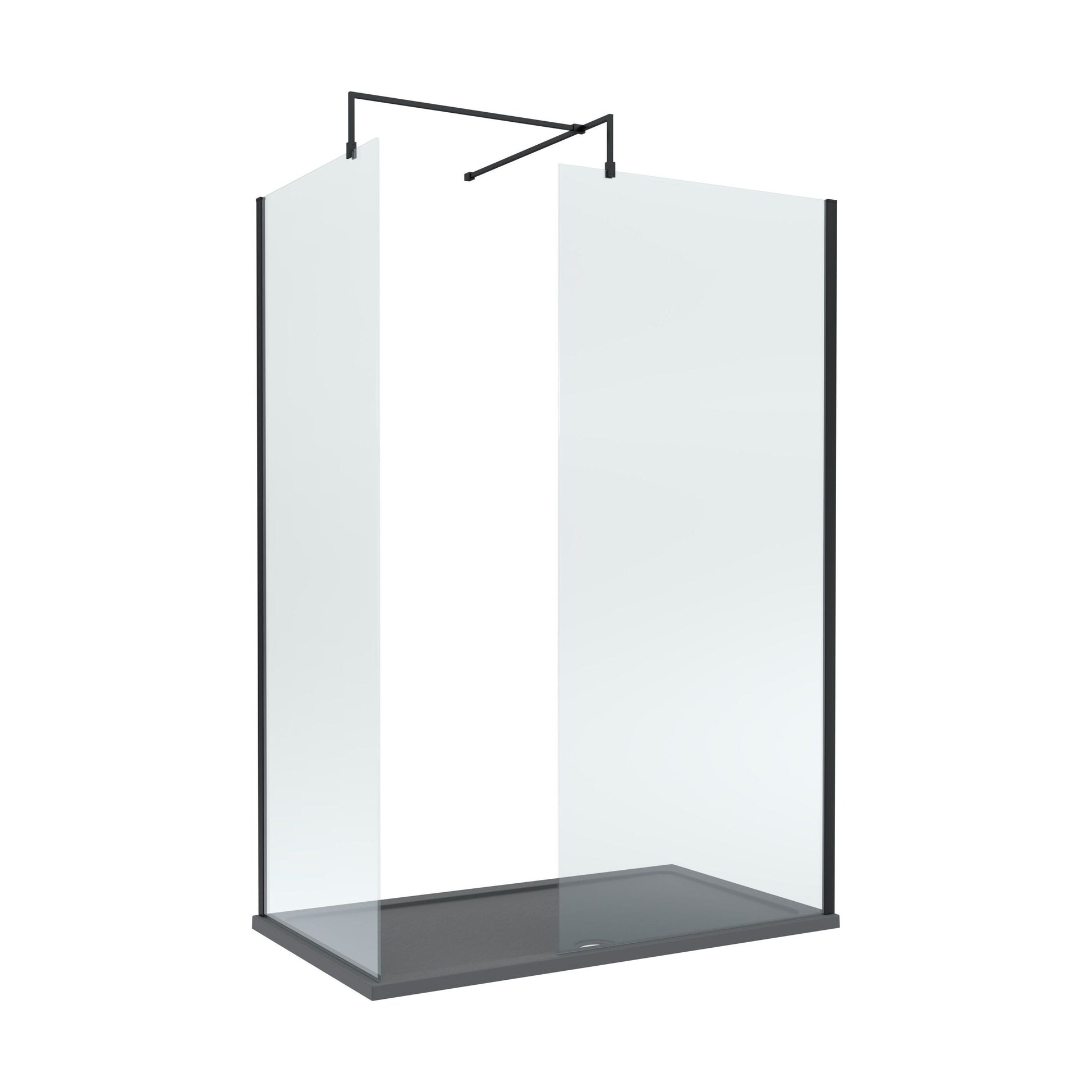 [BEZW060] Contemporary 8mm Glass Walk In Wetroom Screens and Shower Tray - Choice of Size and Finish - Cutout