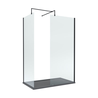 [BEZW060] Contemporary 8mm Glass Walk In Wetroom Screens and Shower Tray - Choice of Size and Finish - Cutout
