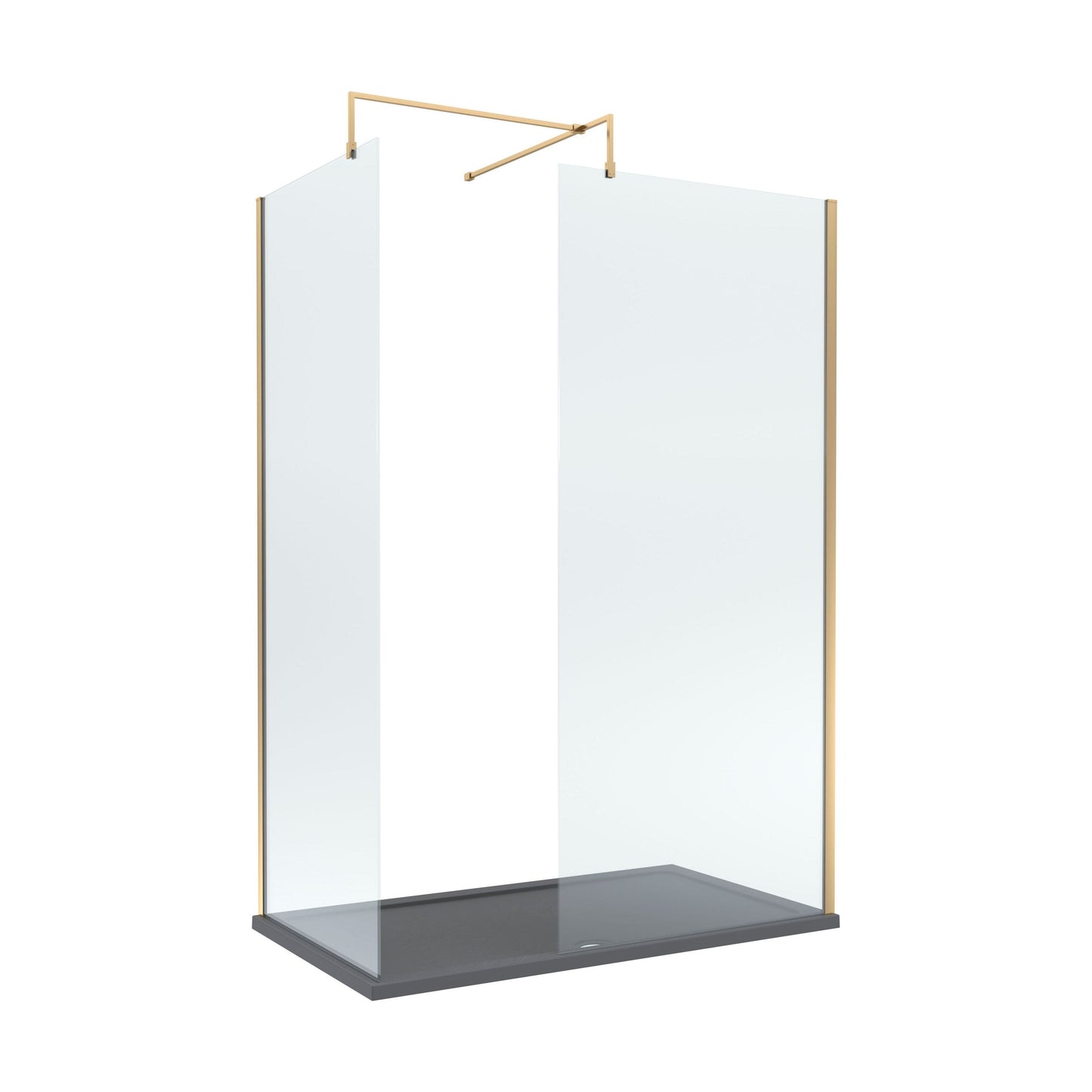 [BEZW061] Contemporary 8mm Glass Walk In Wetroom Screens and Shower Tray - Choice of Size and Finish - Cutout
