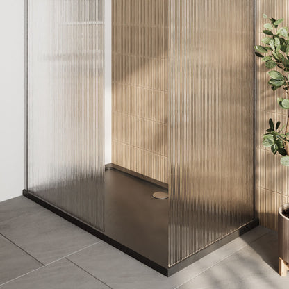 [BEZW063] Contemporary Fluted Glass Walk In Wetroom Screens and Shower Tray - Choice of Finish - Lifestyle 2