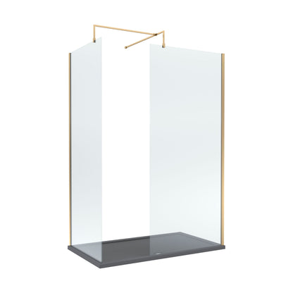 [BEZW068] Contemporary 8mm Glass Walk In Wetroom Screens and Shower Tray - Choice of Size and Finish - Cutout