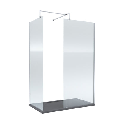 [BEZW070] Contemporary Fluted Glass Walk In Wetroom Screens and Shower Tray - Choice of Finish - Cutout