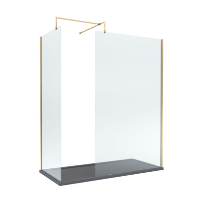 [BEZW075] Contemporary 8mm Glass Walk In Wetroom Screens and Shower Tray - Choice of Size and Finish - Cutout
