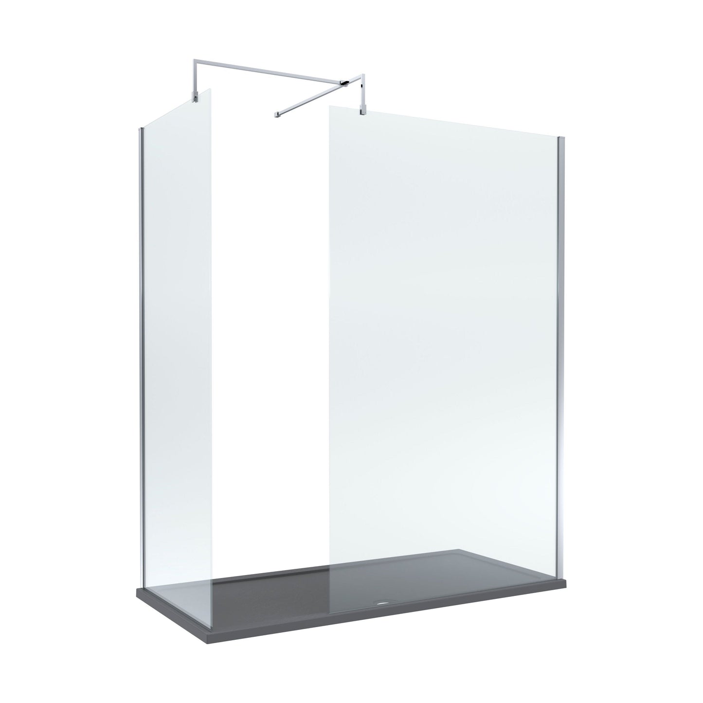 [BEZW077] Contemporary 8mm Glass Walk In Wetroom Screens and Shower Tray - Choice of Size and Finish - Cutout