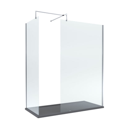 [BEZW077] Contemporary 8mm Glass Walk In Wetroom Screens and Shower Tray - Choice of Size and Finish - Cutout