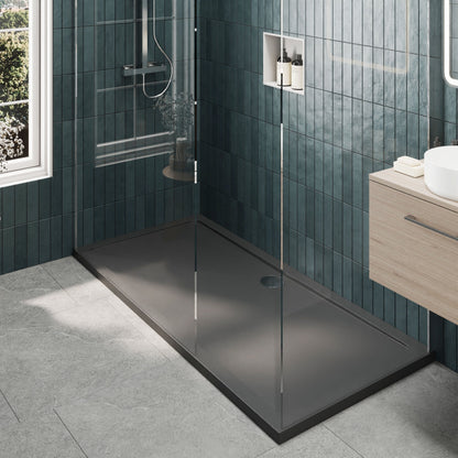 [BEZW077] Contemporary 8mm Glass Walk In Wetroom Screens and Shower Tray - Choice of Size and Finish - Lifestyle 2