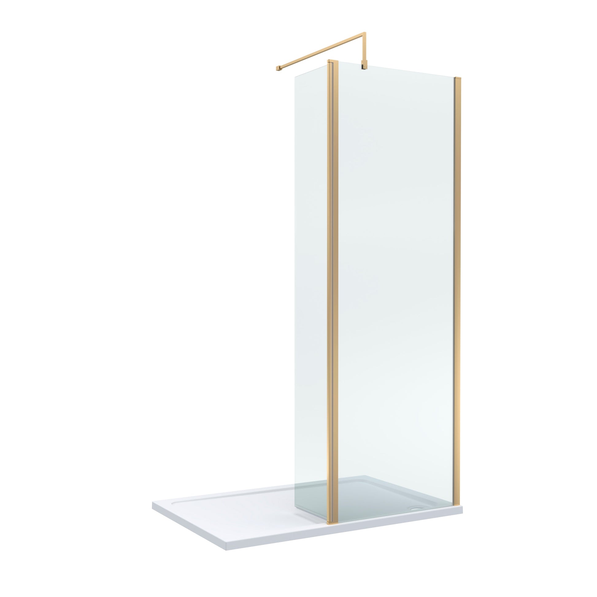 Contemporary 8mm Glass Walk In Wetroom Screen and Hinged Return Screen and Shower Tray - Choice of Size and Finish