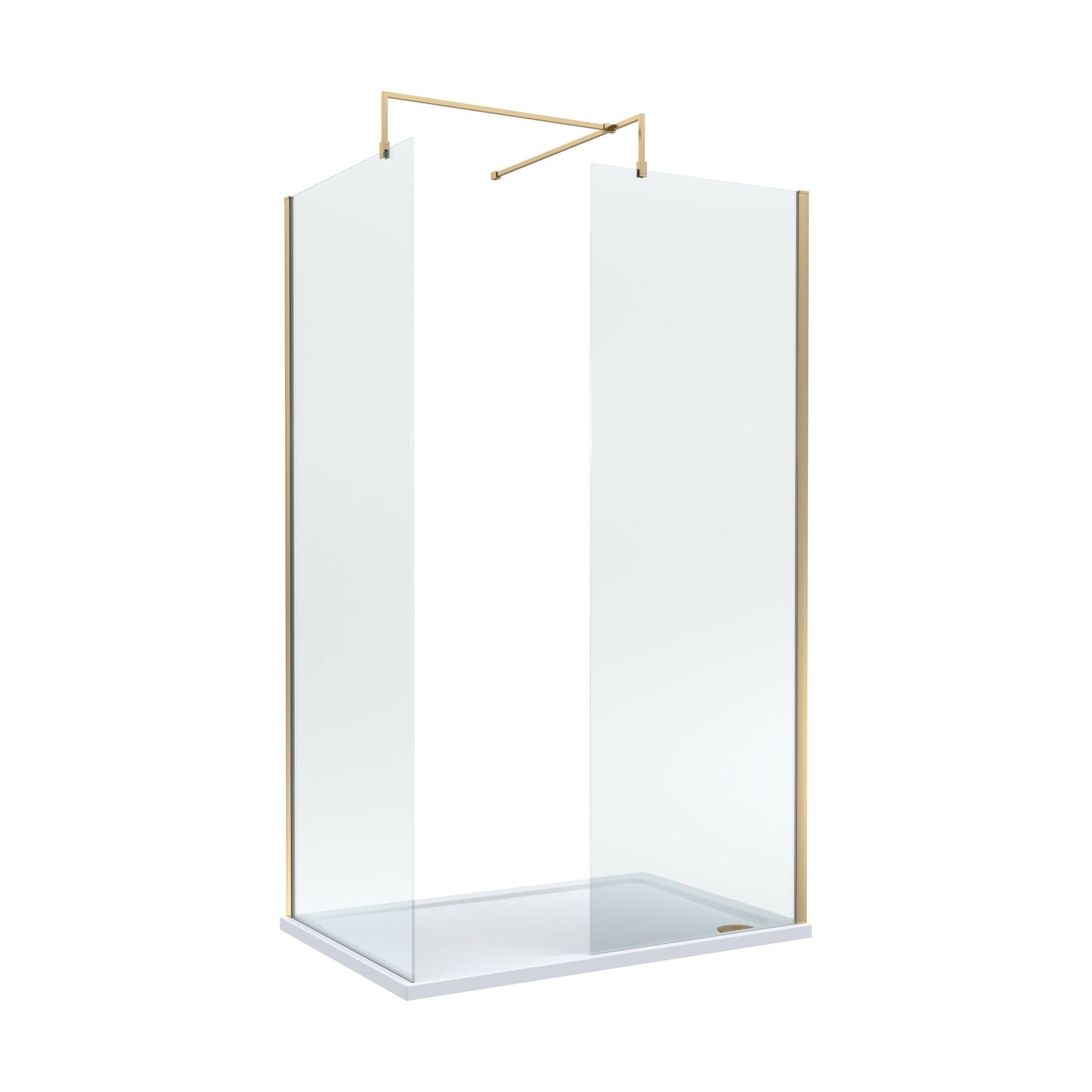 [BEZW185001BB] Balterley Walk-In Wetroom Bundle with Tray and Waste, 1200x700mm, Brushed Brass - Cutout