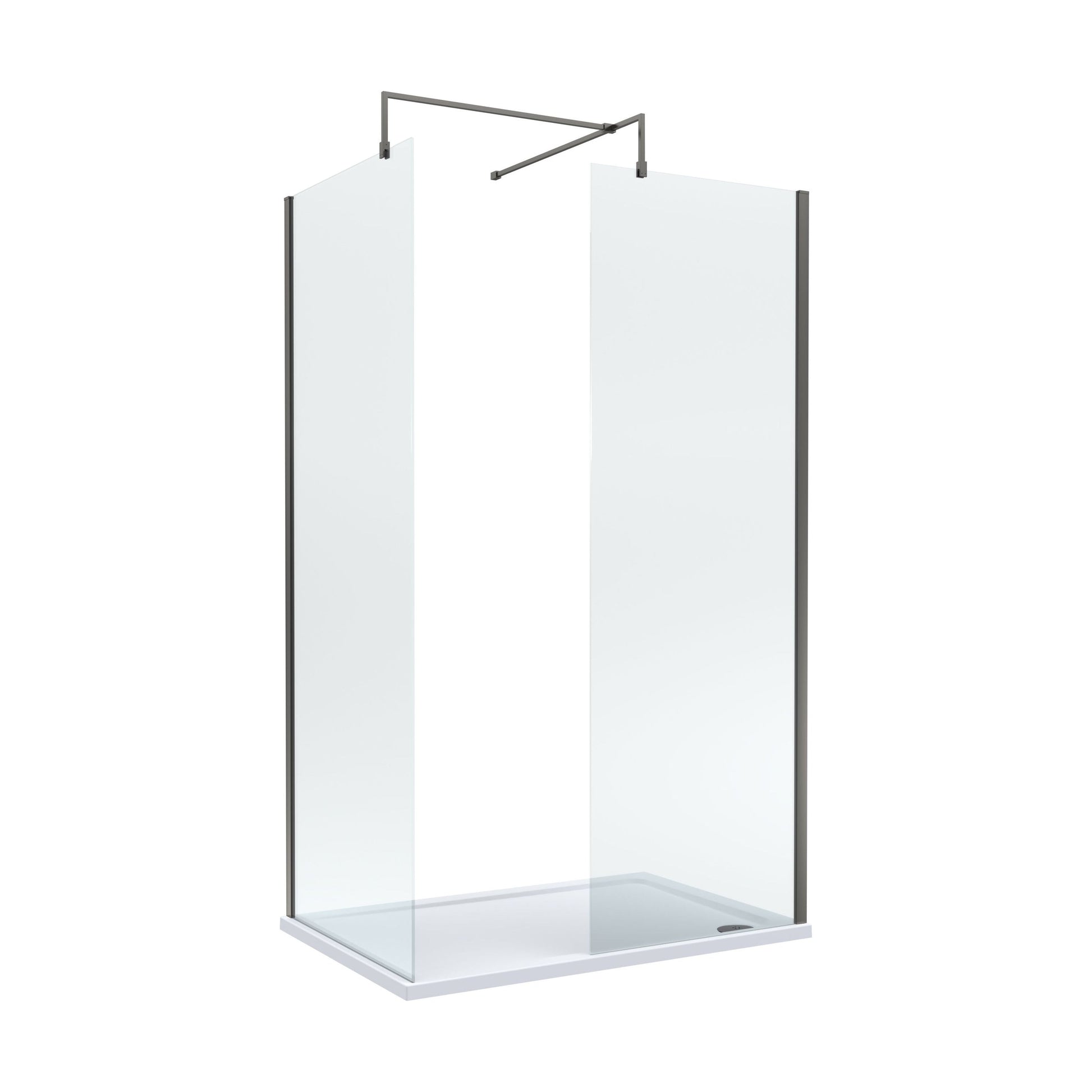 [BEZW185001GM] Balterley Walk-In Wetroom Bundle with Tray and Waste, 1200x700mm, Gunmetal - Cutout
