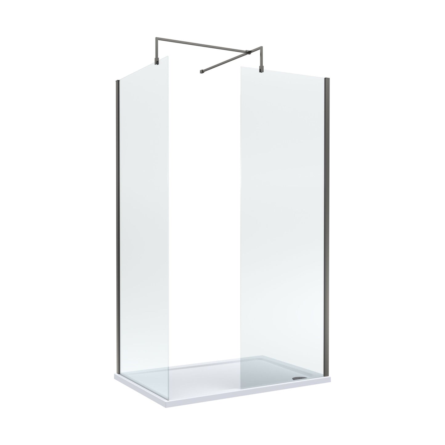 [BEZW185002GM] Balterley Walk-In Wetroom Bundle with Tray and Waste, 1200x800mm, Gunmetal - Cutout
